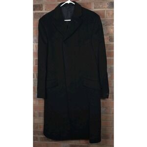 Dunhill Mens 100% Cashmere Black Overcoat Size 40L Made In Switzerland